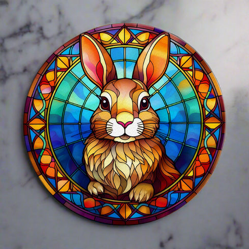 Rabbit Circular Glass Suncatcher Worktop Saver